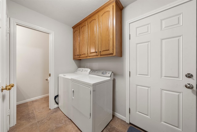 137 Thiele Rd, Lorena, TX 76655 - laundry room featuring cabinet space, independent washer and dryer, and baseboards