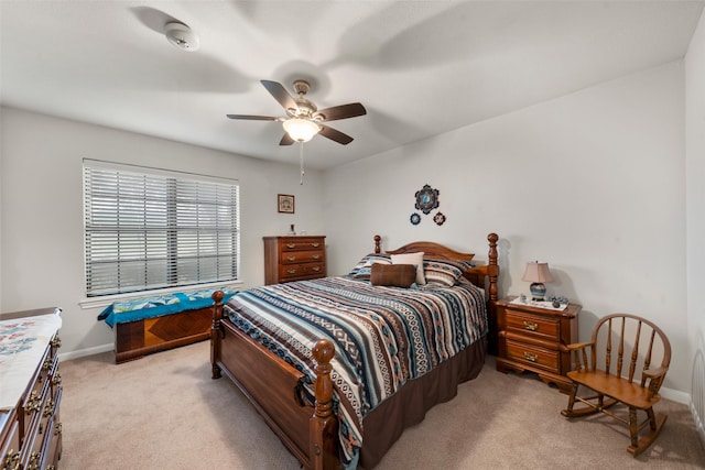 137 Thiele Rd, Lorena, TX 76655 - bedroom with light colored carpet, baseboards, and ceiling fan
