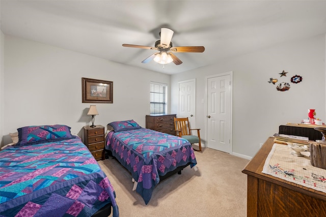 137 Thiele Rd, Lorena, TX 76655 - bedroom featuring light colored carpet, a ceiling fan, and baseboards