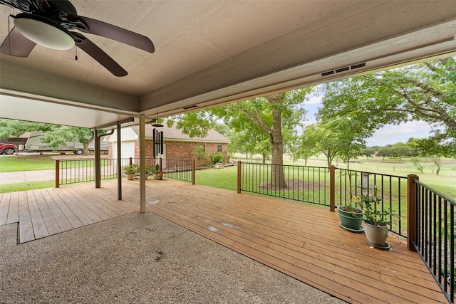 137 Thiele Rd, Lorena, TX 76655 - wooden deck featuring ceiling fan and a lawn