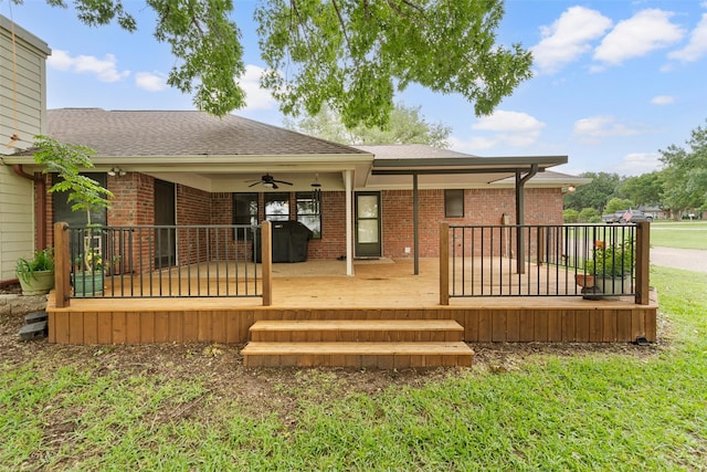 137 Thiele Rd, Lorena, TX 76655 - wooden deck featuring ceiling fan and a lawn