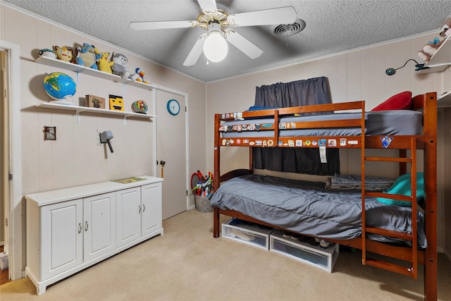 5 Scott Pl, Abilene, TX 79601 - bedroom with a textured ceiling, crown molding, and light carpet