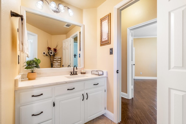 1755 County Road 362, Melissa, TX 75454 - bathroom featuring vanity, wood finished floors, and baseboards