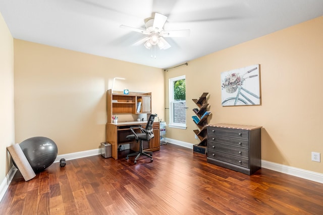 1755 County Road 362, Melissa, TX 75454 - office space featuring dark wood finished floors, ceiling fan, and baseboards