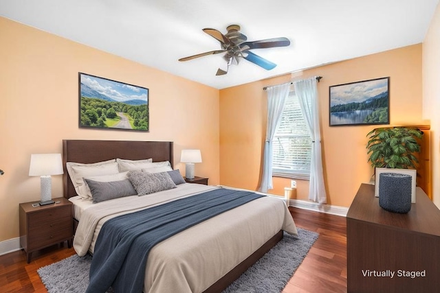 1755 County Road 362, Melissa, TX 75454 - bedroom with baseboards, wood finished floors, and ceiling fan