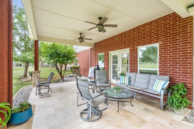 1755 County Road 362, Melissa, TX 75454 - view of patio / terrace with a ceiling fan and an outdoor hangout area