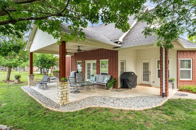 1755 County Road 362, Melissa, TX 75454 - view of patio / terrace with grilling area, french doors, and an outdoor hangout area