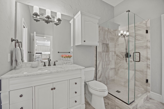 220 Sunray Ln, Sunnyvale, TX 75182 - bathroom with vanity, a shower stall, and toilet