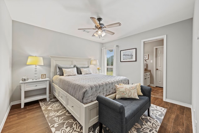 220 Sunray Ln, Sunnyvale, TX 75182 - bedroom with baseboards, wood finished floors, and ceiling fan