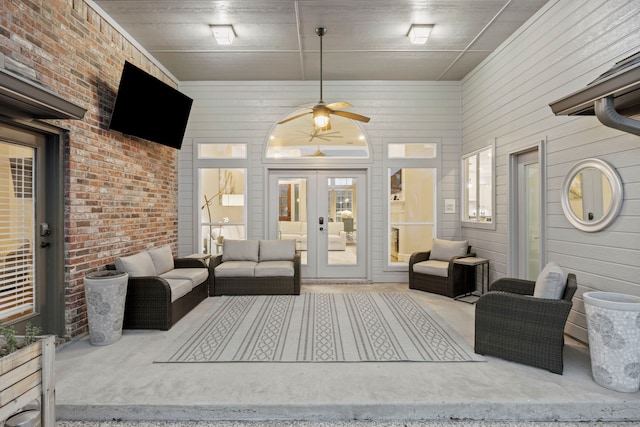 220 Sunray Ln, Sunnyvale, TX 75182 - view of patio / terrace featuring ceiling fan, french doors, and outdoor lounge area