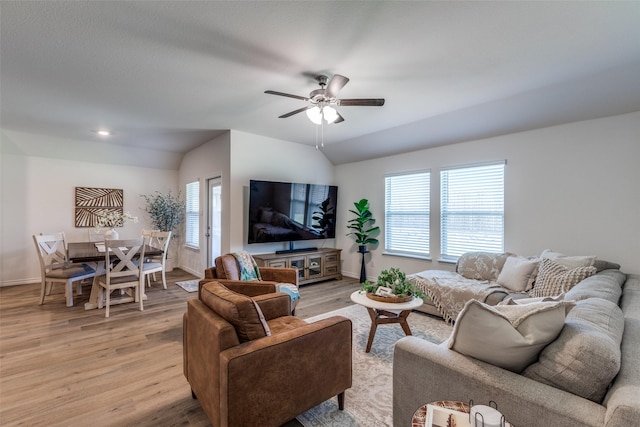 708 Cool Canyon Trl, Princeton, TX 75407 - living area featuring ceiling fan, light wood-style flooring, and baseboards