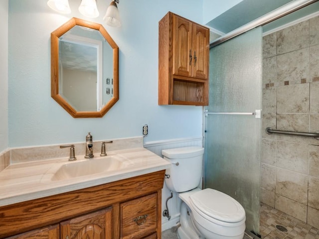 2504 W Rochelle Rd, Irving, TX 75062 - full bath with vanity, toilet, and a stall shower