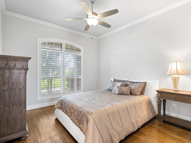 212 Nueces Trl, Aledo, TX 76008 - bedroom with wood finished floors, crown molding, multiple windows, and a ceiling fan
