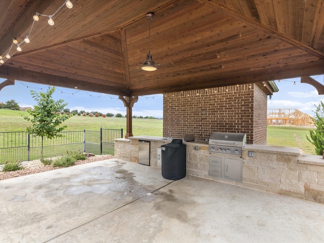 212 Nueces Trl, Aledo, TX 76008 - view of patio with exterior kitchen, a gazebo, and ceiling fan
