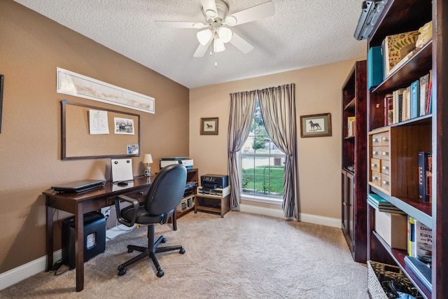 202 Yosemite Dr, Mansfield, TX 76063 - office space with a textured ceiling, ceiling fan, carpet, and baseboards