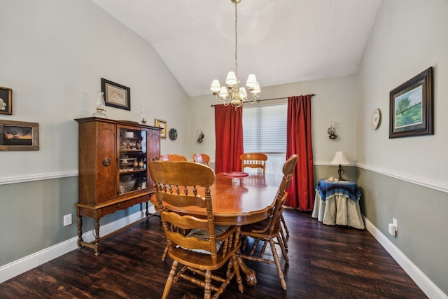 202 Yosemite Dr, Mansfield, TX 76063 - dining space with a chandelier, lofted ceiling, wood finished floors, and baseboards