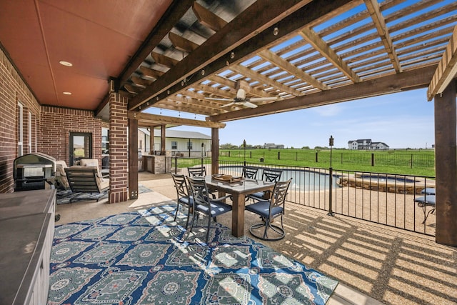 872 Hidden Pass, Royse City, TX 75189 - view of patio / terrace with a pergola, outdoor dining space, and a ceiling fan
