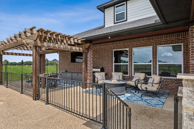 872 Hidden Pass, Royse City, TX 75189 - view of patio with a fire pit and a pergola