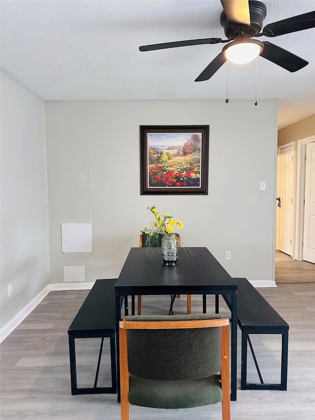3007 Gaines St, Bossier City, LA 71111 - dining area featuring wood finished floors, baseboards, and ceiling fan