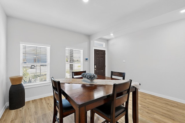 403 Pendant Dr, Royse City, TX 75189 - dining room with light wood finished floors, baseboards, and recessed lighting