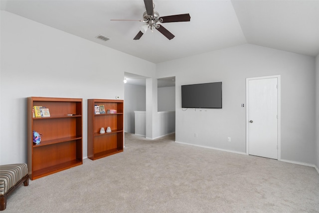 303 Highland Glen Dr, Wylie, TX 75098 - bonus room with ceiling fan, light carpet, lofted ceiling, and baseboards