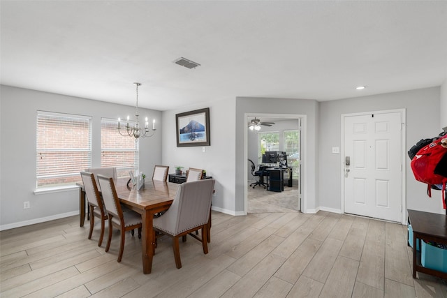 303 Highland Glen Dr, Wylie, TX 75098 - dining space with a chandelier, light wood-style flooring, baseboards, a desk, and recessed lighting
