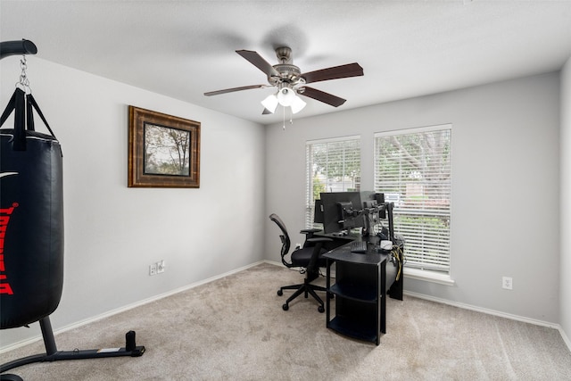 303 Highland Glen Dr, Wylie, TX 75098 - carpeted home office with a ceiling fan and baseboards