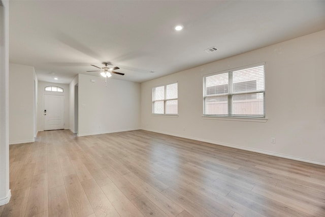 2705 Hancock Ln, Celina, TX 75009 - unfurnished room with ceiling fan, light wood finished floors, baseboards, and recessed lighting