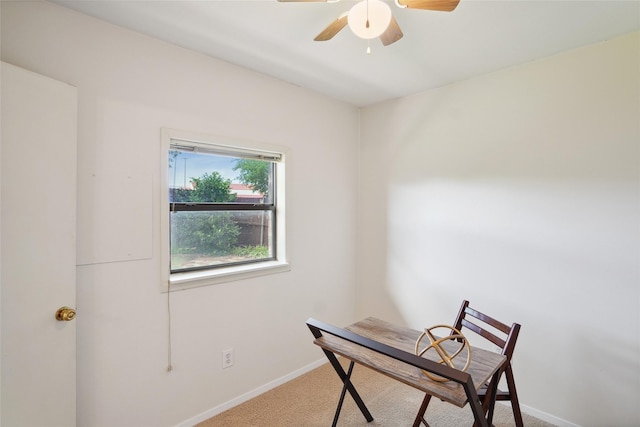 2825 Summit View Dr, Bedford, TX 76021 - carpeted office space featuring a ceiling fan and baseboards