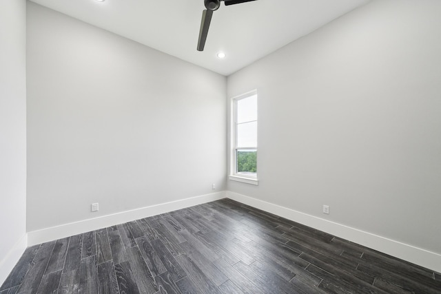 2522 Hardwick Ln, Cedar Hill, TX 75104 - unfurnished room with baseboards, ceiling fan, dark wood-type flooring, and recessed lighting