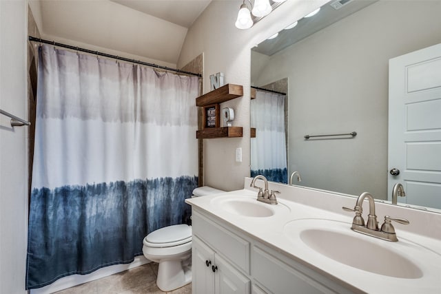 3900 Silent Water St, Mckinney, TX 75071 - full bath with toilet, double vanity, tile patterned flooring, and a shower with curtain