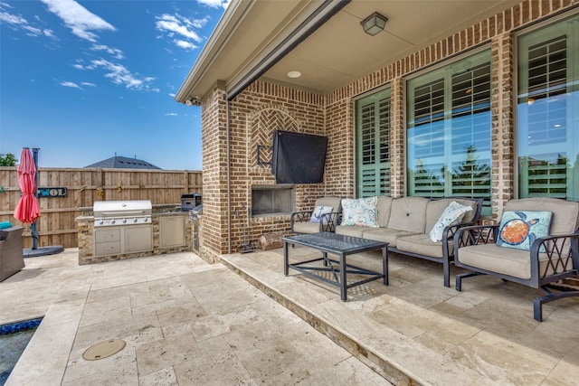 3900 Silent Water St, Mckinney, TX 75071 - view of patio / terrace with an outdoor living space and area for grilling