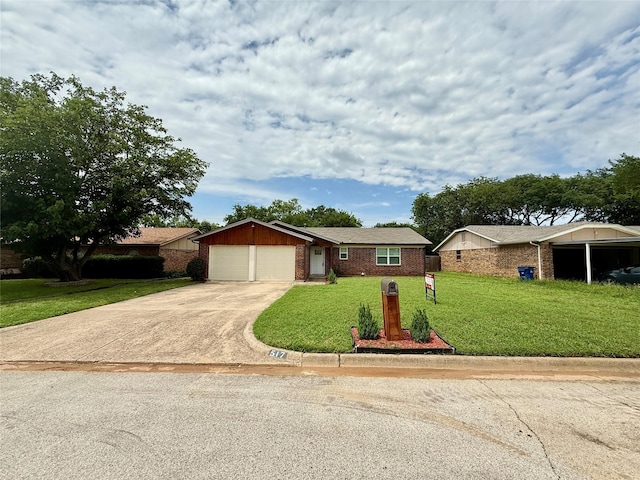 517 Gristmill Ln, Everman, TX 76140 - ranch-style house featuring driveway, an attached garage, a front yard, and brick siding