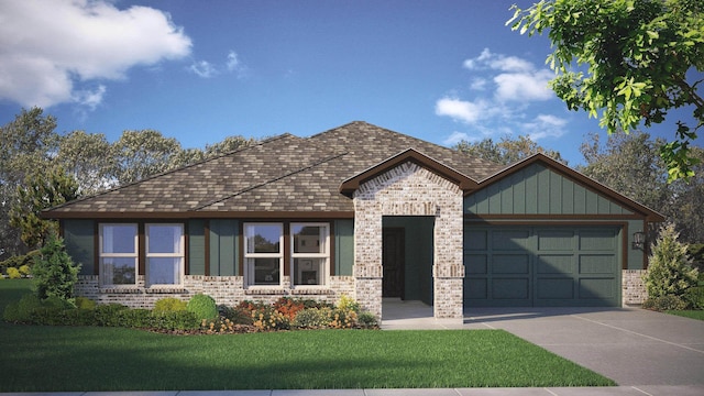 1736 River Bend Rd, Burleson, TX 76028 - view of front of house featuring brick siding, an attached garage, concrete driveway, and a front yard