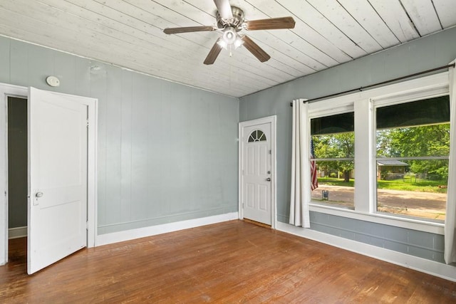 408 W Trinity St, Groesbeck, TX 76642 - spare room featuring wood finished floors, ceiling fan, wood ceiling, and a smoke detector