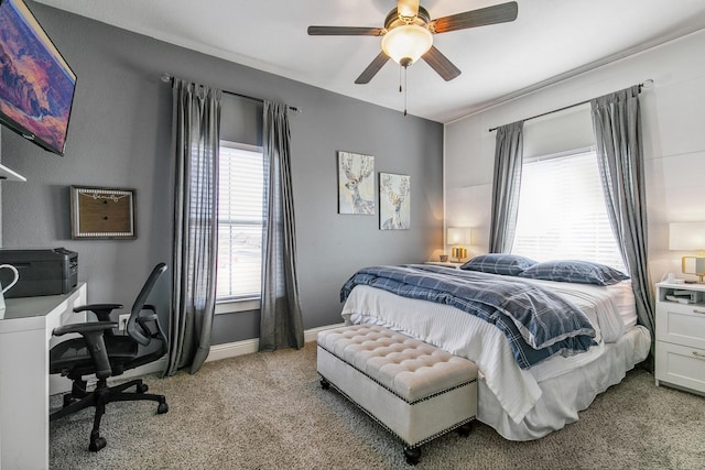 2011 Twin Creeks Cir, Pilot Point, TX 76258 - bedroom featuring light carpet, a desk, ceiling fan, and baseboards