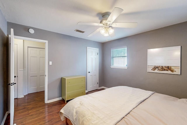 204 Cacti Dr, Lakeside, TX 76108 - bedroom featuring dark wood-style flooring, baseboards, and ceiling fan