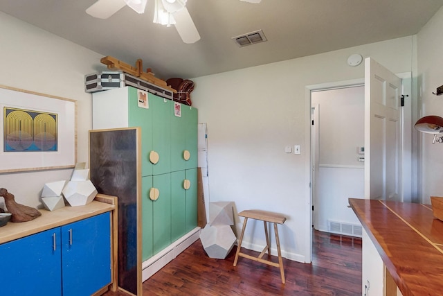 204 Cacti Dr, Lakeside, TX 76108 - misc room with a baseboard radiator, dark wood-style floors, and ceiling fan