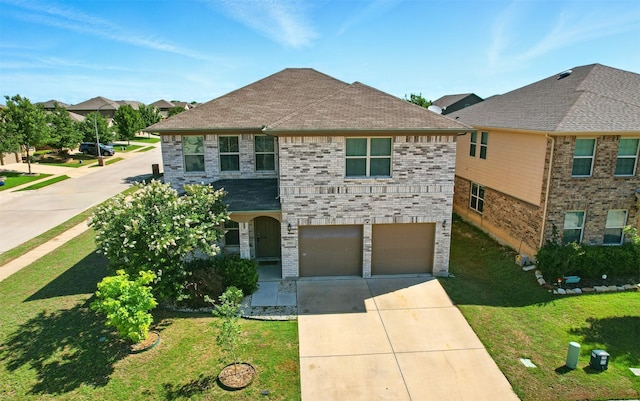 2901 Coyote Canyon Trl, Fort Worth, TX 76108 - french country inspired facade featuring concrete driveway, a front lawn, an attached garage, and brick siding