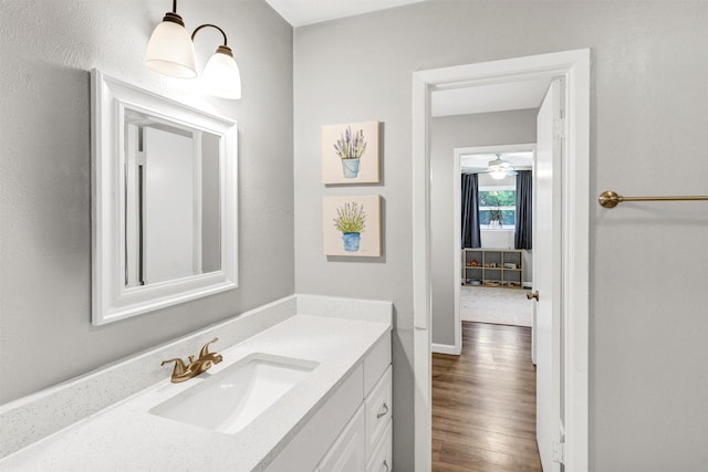 2808 Wren Ave, Fort Worth, TX 76133 - bathroom featuring wood finished floors and vanity
