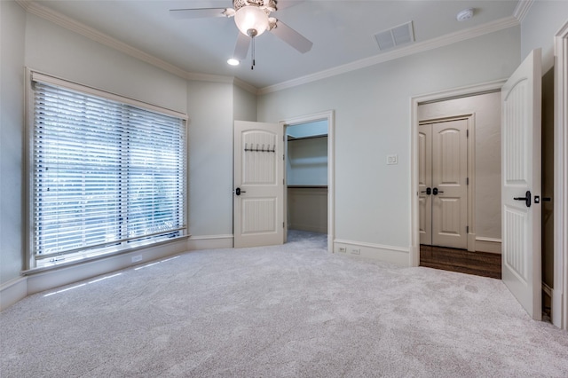 4012 Colgate Ave, University Park, TX 75225 - unfurnished bedroom with ornamental molding, carpet flooring, ceiling fan, and baseboards