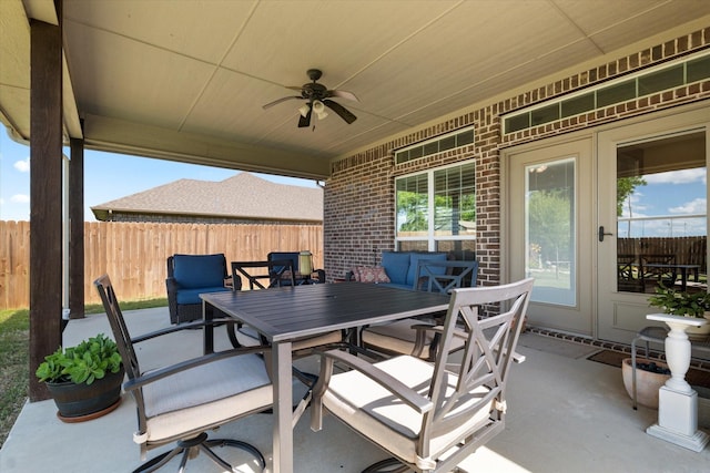 768 Northside Dr, Pilot Point, TX 76258 - view of patio / terrace with a ceiling fan and outdoor dining space