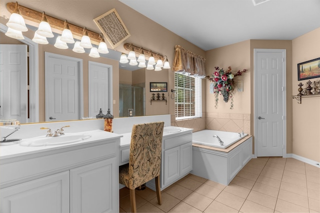 7904 Linksview Dr, Mckinney, TX 75072 - full bath with vanity, tile patterned floors, and a garden tub