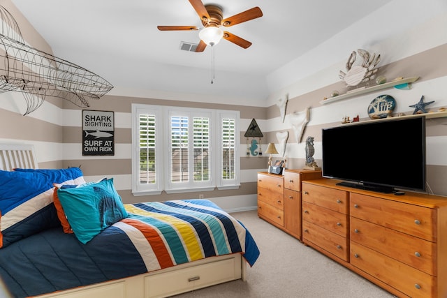 7904 Linksview Dr, Mckinney, TX 75072 - bedroom featuring light carpet, baseboards, and ceiling fan