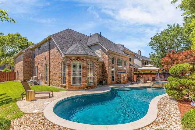 7904 Linksview Dr, Mckinney, TX 75072 - view of pool featuring a patio area, a pool with connected hot tub, and a gazebo