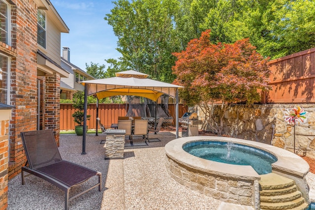 7904 Linksview Dr, Mckinney, TX 75072 - view of swimming pool with a gazebo, a patio, and a fenced backyard