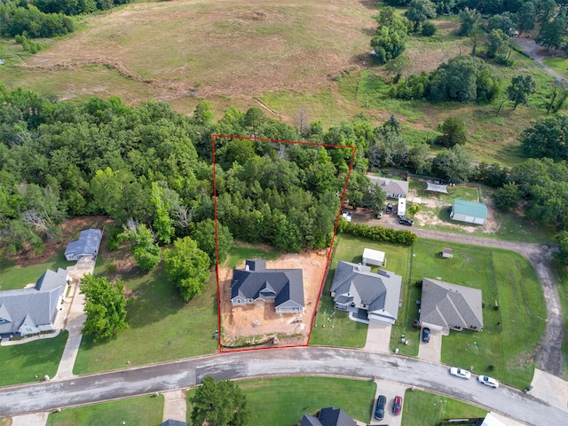 24062 Sun Ridge Rd, Lindale, TX 75771 - aerial perspective of suburban area featuring property boundaries highlighted