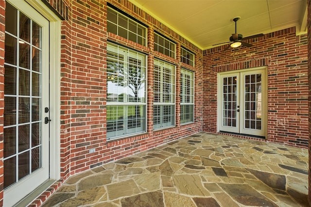 8304 Old Hickory Ln, Mckinney, TX 75072 - view of patio / terrace featuring french doors and a ceiling fan