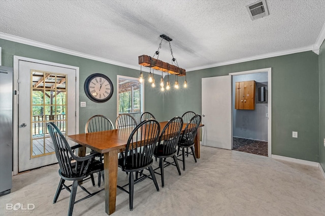 4382 Circle Square Dr, Mooringsport, LA 71060 - dining area featuring ornamental molding, a textured ceiling, and baseboards