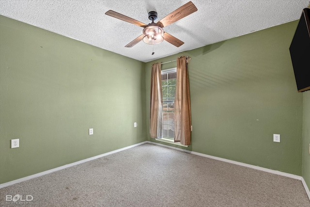 4382 Circle Square Dr, Mooringsport, LA 71060 - carpeted spare room featuring a ceiling fan, a textured ceiling, and baseboards
